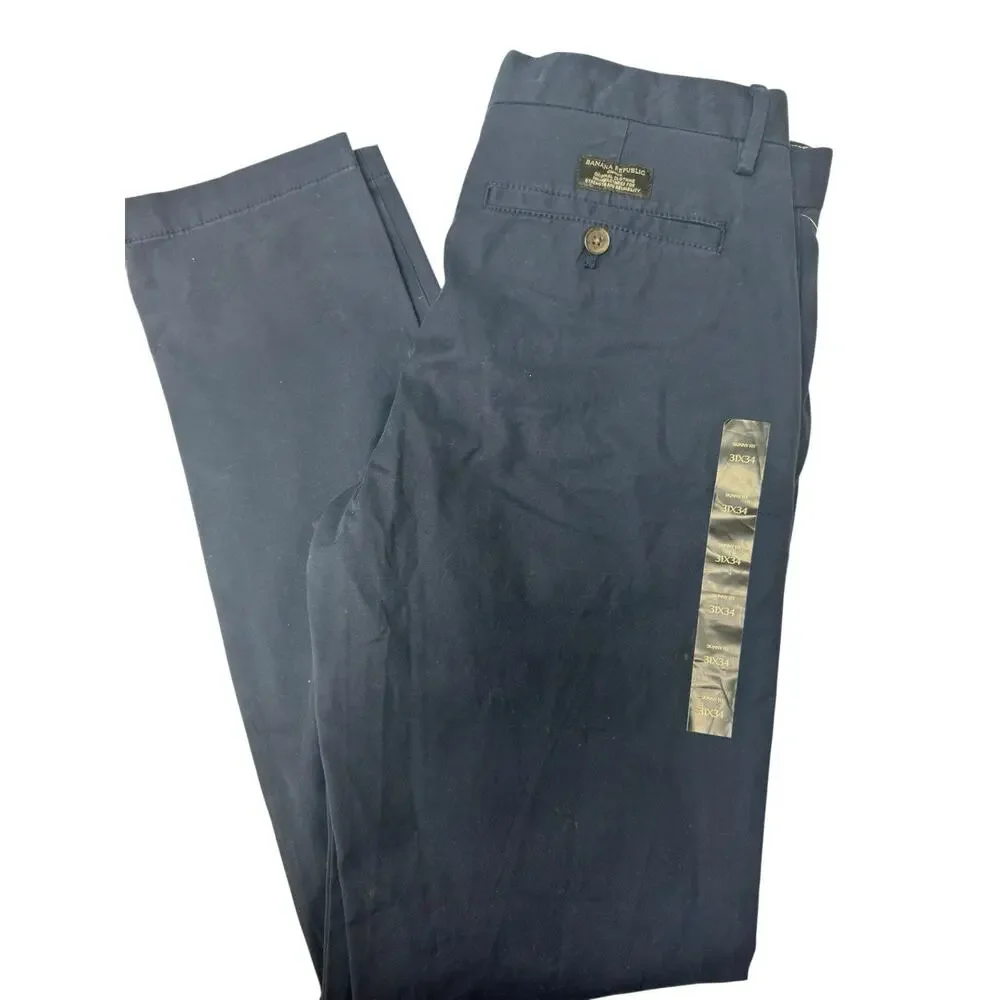 Banana Republic Chino Pants 31x34 Skinny Fit Navy Stretch NWT Men‎